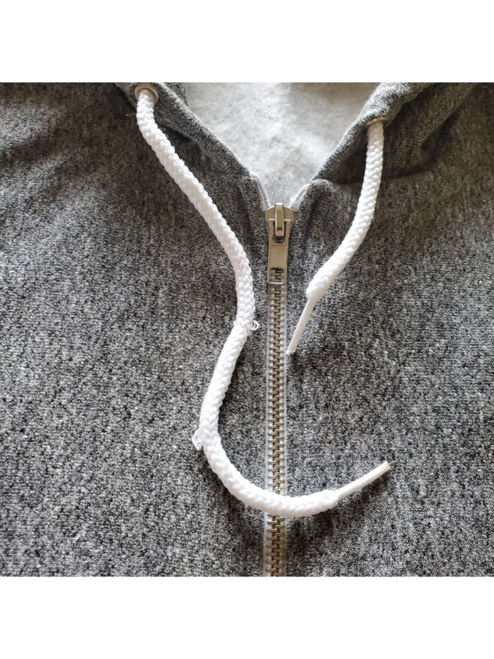 American Apparel Gray Zip Hoodie Burlap Sunburst Sun Ray Patchwork Size L Large - Picture 5 of 12